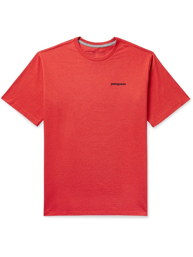 Photo: PATAGONIA - P-6 Logo Responsibili-Tee Printed Recycled Cotton-Blend Jersey T-Shirt - Orange - S