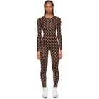 Marine Serre Brown Iconic All Over Moon Catsuit