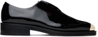 Ferragamo Black Metal Tip Oxfords