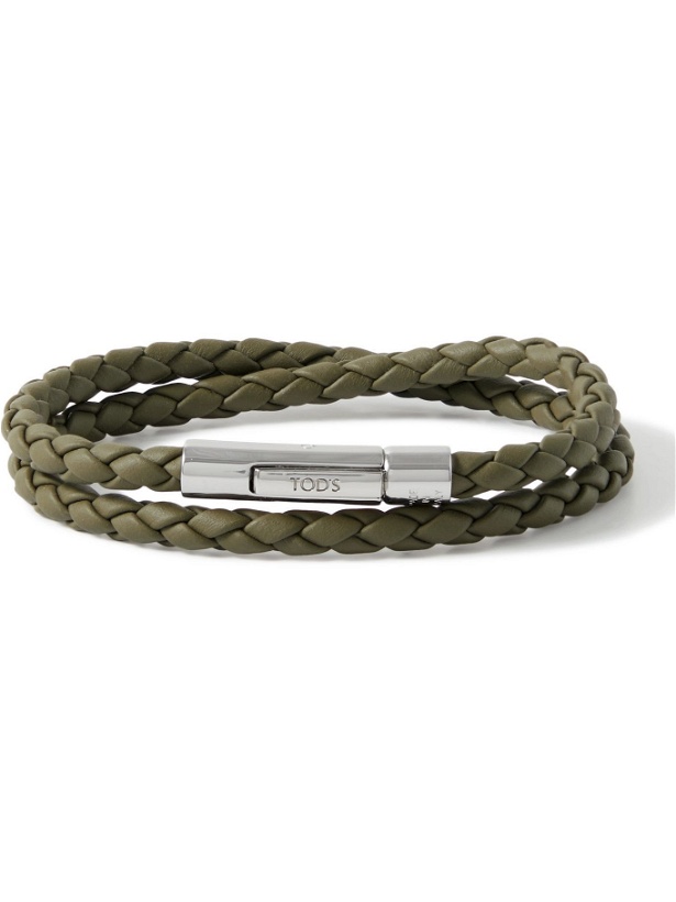 Photo: TOD'S - MyColors 2 Woven Leather and Silver-Tone Wrap Bracelet