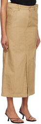 Subtle Le Nguyen Beige Flat Denim Maxi Skirt