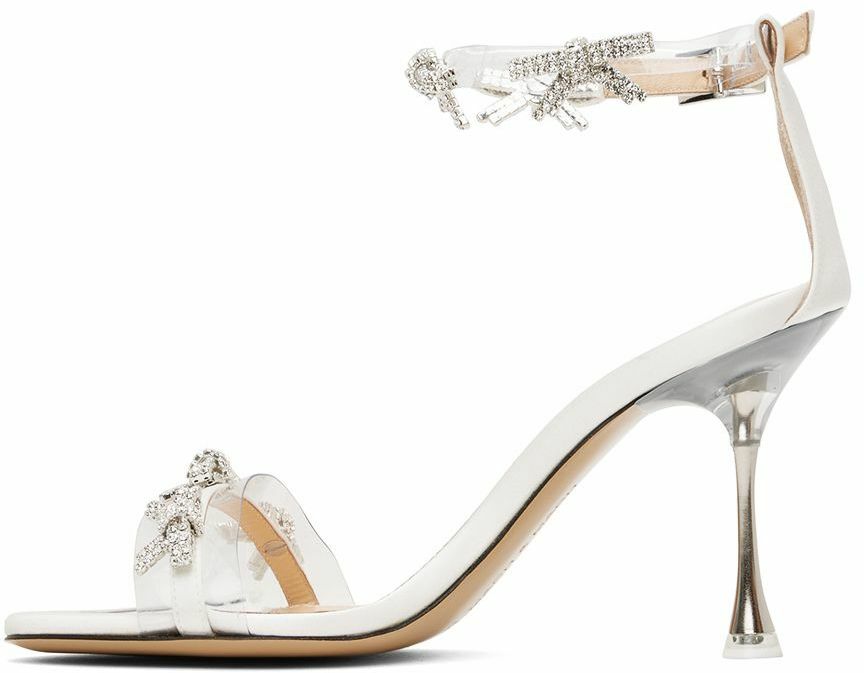 MACH & MACH White 'Floating Crystal Bow' Heeled Sandals MACH & MACH