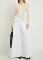 Issey Miyake Twist Pleated Semi-sheer Chiffon top White