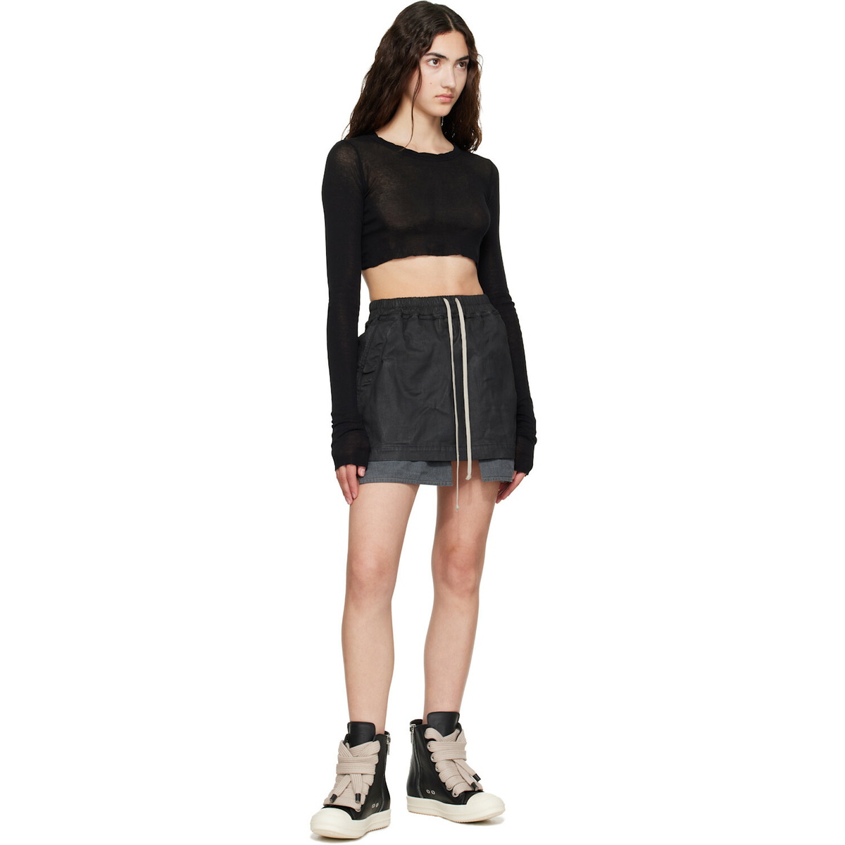 Rick Owens DRKSHDW Black Tower Fog Denim Miniskirt