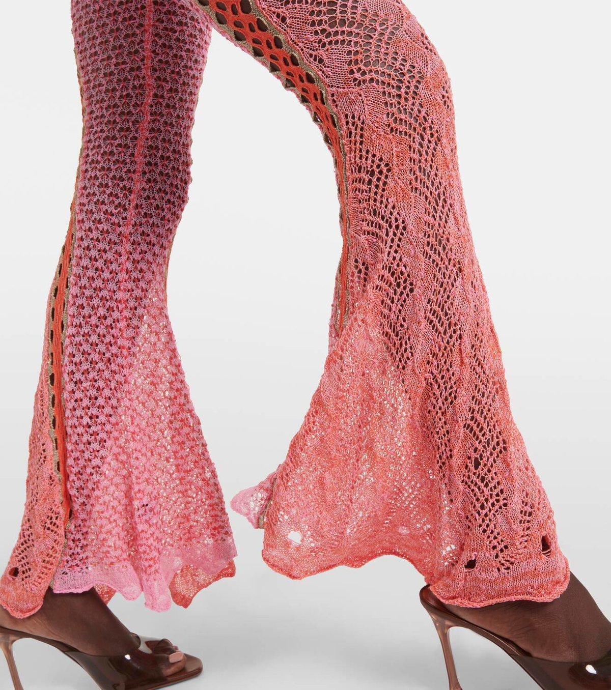 Roberta Einer Open-knit cotton flared trousers