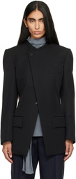 Bottega Veneta Black Wool Grain De Poudre Collarless Blazer