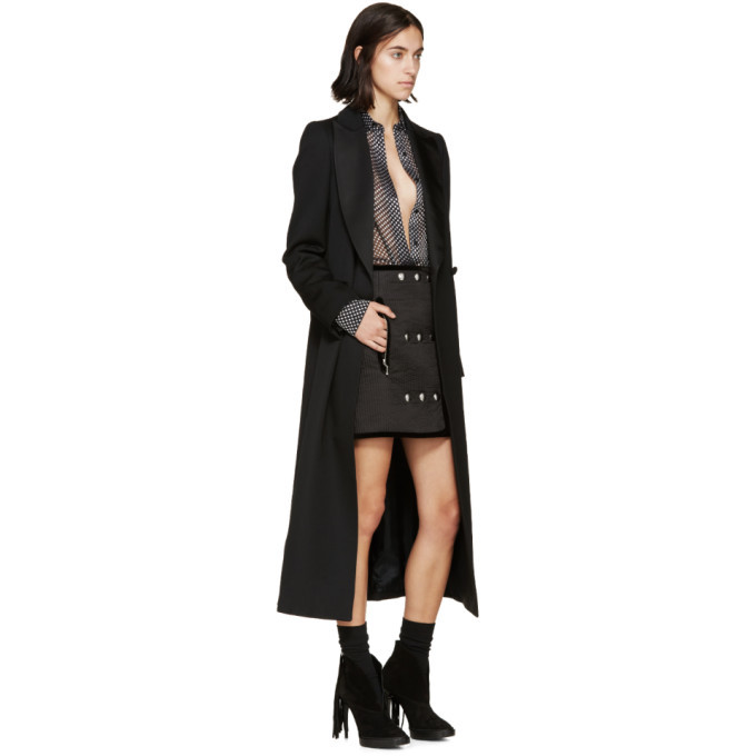 Anthony Vaccarello Black and Grey Flocked Spot Shirt