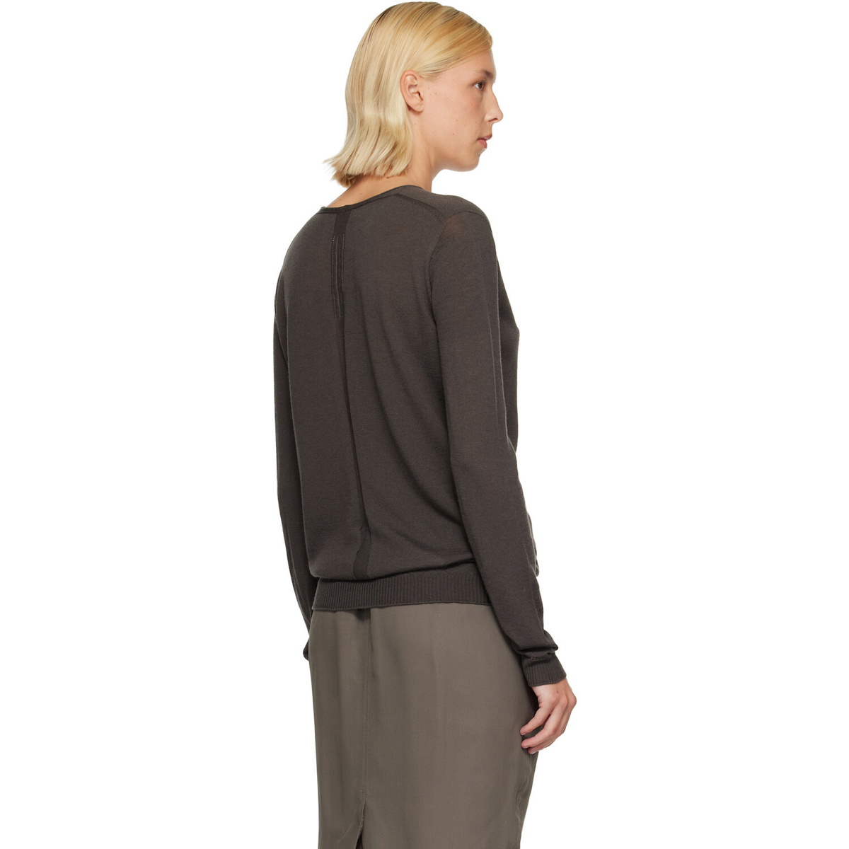 Rick Owens Gray Tower Extreme V-Neck Sweater
