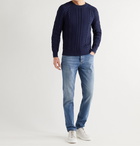 Brunello Cucinelli - Contrast-Tipped Cable-Knit Cotton-Blend Sweater - Blue