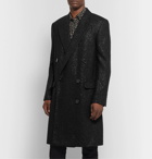 SAINT LAURENT - Metallic Woven Double-Breasted Overcoat - Black