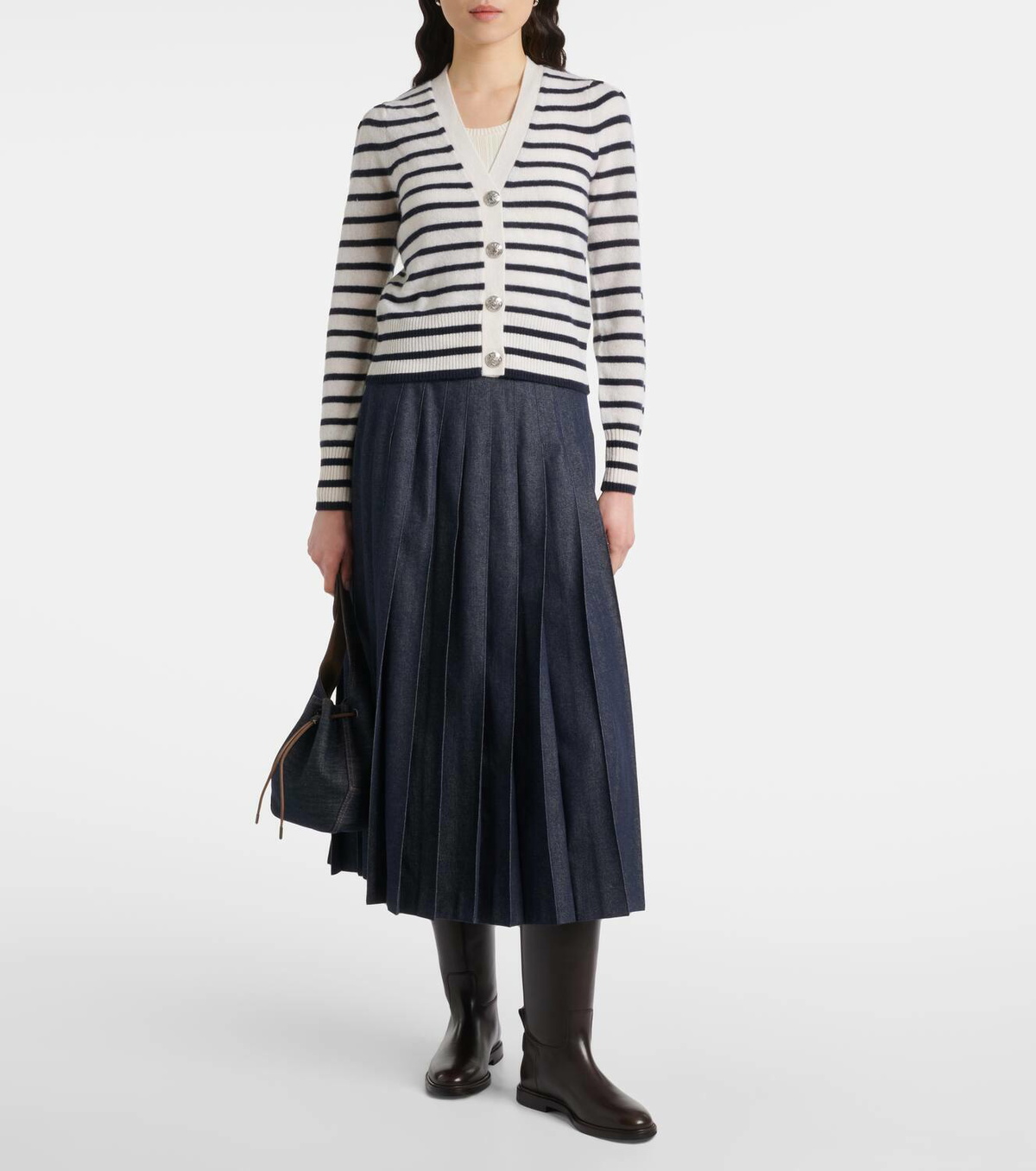 Veronica Beard Solene striped cashmere cardigan
