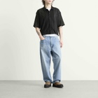 BEAMS Men's Mesh Open Collar Shirt in Black