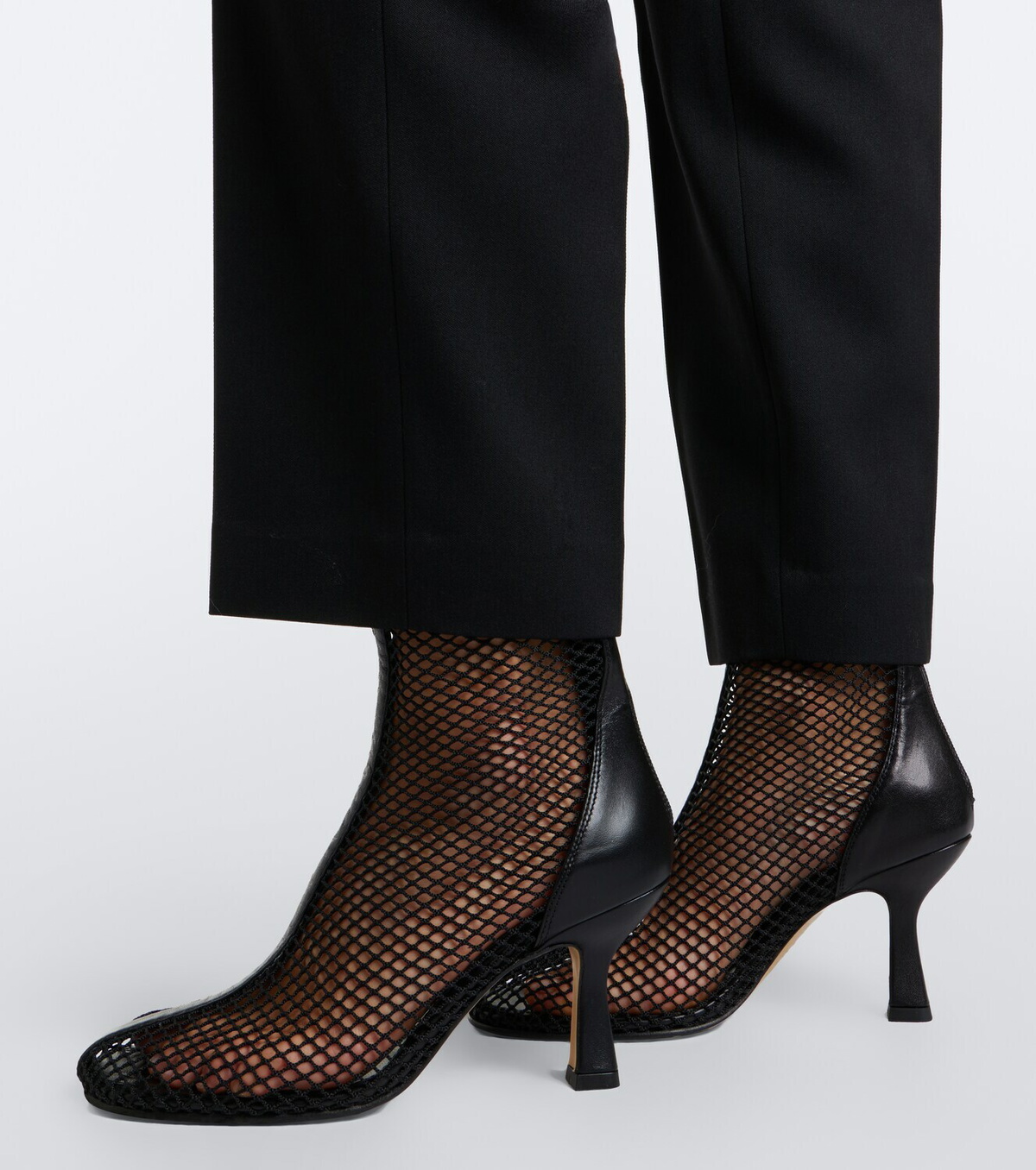 Souliers Martinez Fira leather-trimmed mesh ankle boots
