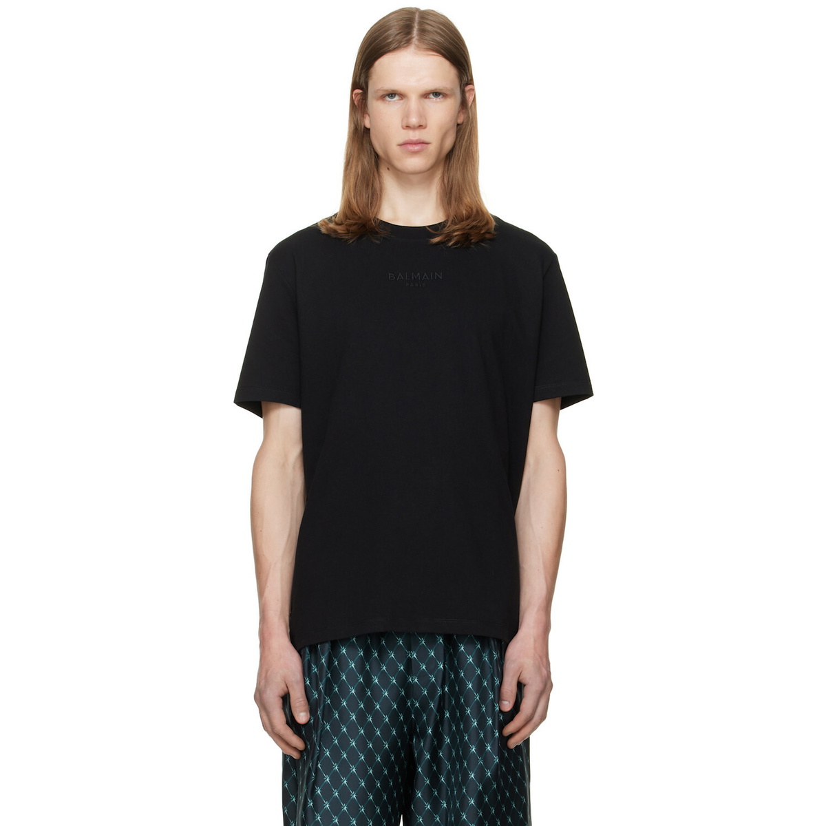 BALMAIN Black Embroidered 'Balmain Paris' T-shirt