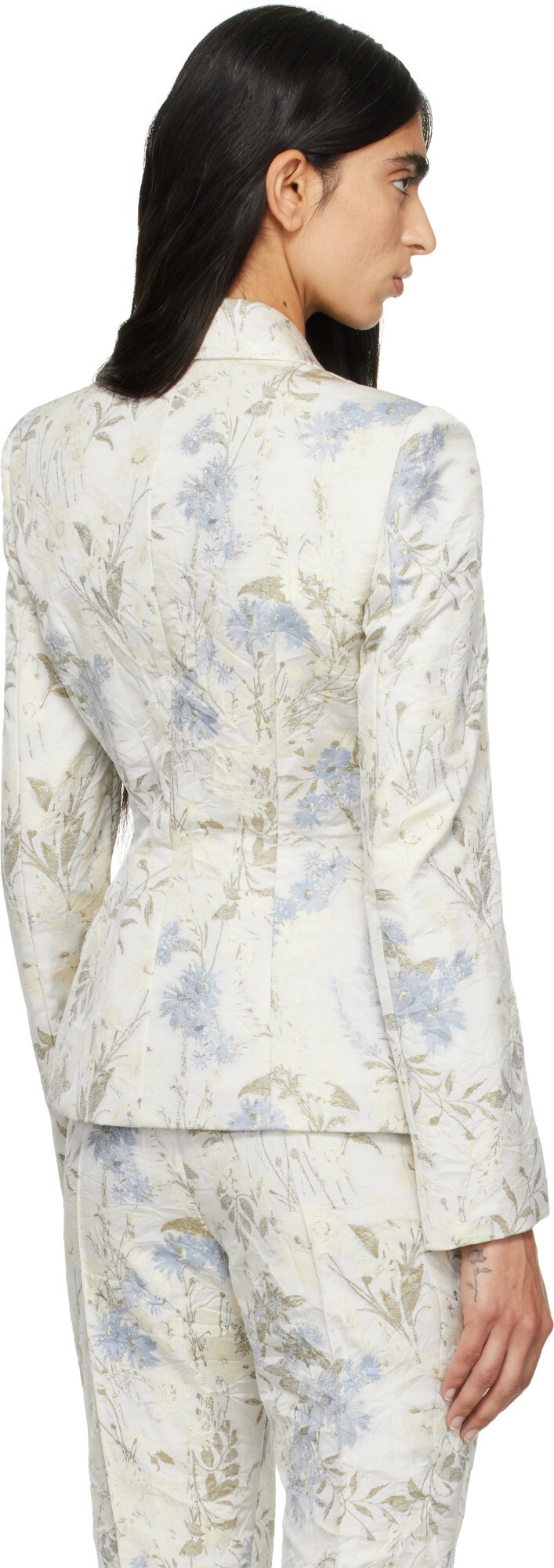 McQueen Off-White Damask Floral Blazer