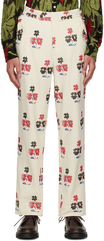 Photo: Bode Off-White Daisy Sprig Trousers