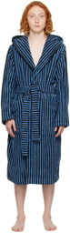 Tekla Black & Blue Hooded Bathrobe