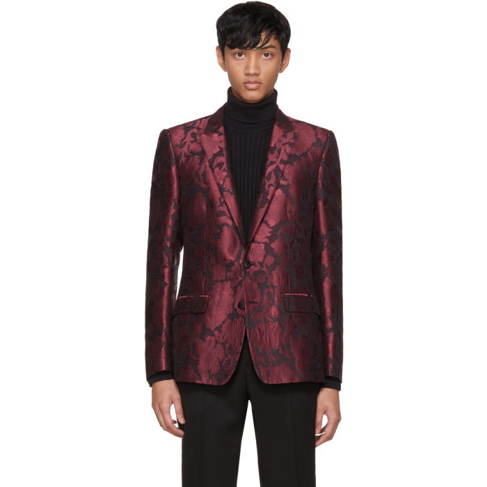 Photo: Dolce and Gabbana Red Jacquard Tuxedo Blazer
