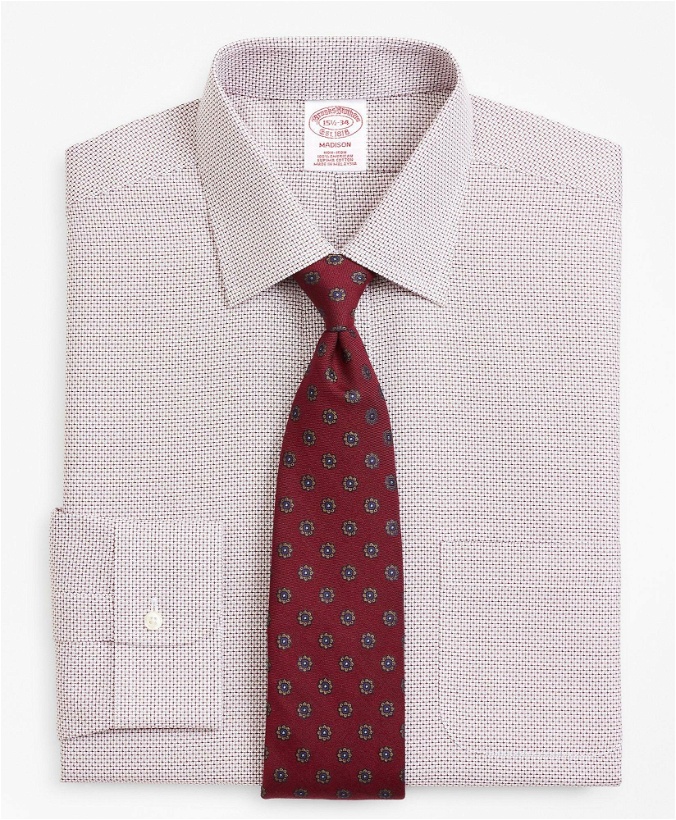 Photo: Brooks Brothers Men's Madison Relaxed-Fit Dress Shirt, Non-Iron Micro-Check | Wine