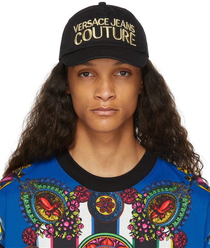 Photo: Versace Jeans Couture Black & Gold Embroidered Logo Cap
