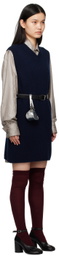 Maison Margiela Navy V-Neck Minidress