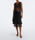 SIR Ingrid lace-trimmed satin midi skirt