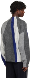 ADER error Gray Intarsia Sweater