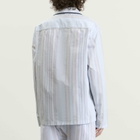 Calvin Klein Men's Poplin Script Button Down Pyjama Top in Crest Stripe/Ice Castle
