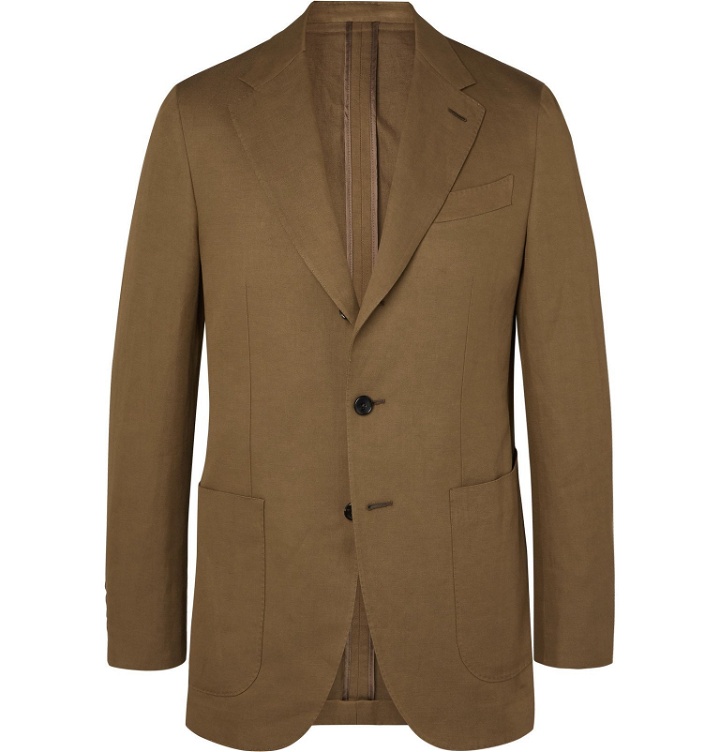 Photo: Caruso - Butterfly Slim-Fit Cotton, Linen and Silk-Blend Suit Jacket - Neutrals