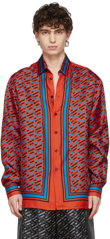 Photo: Versace Orange Silk Twill Shirt