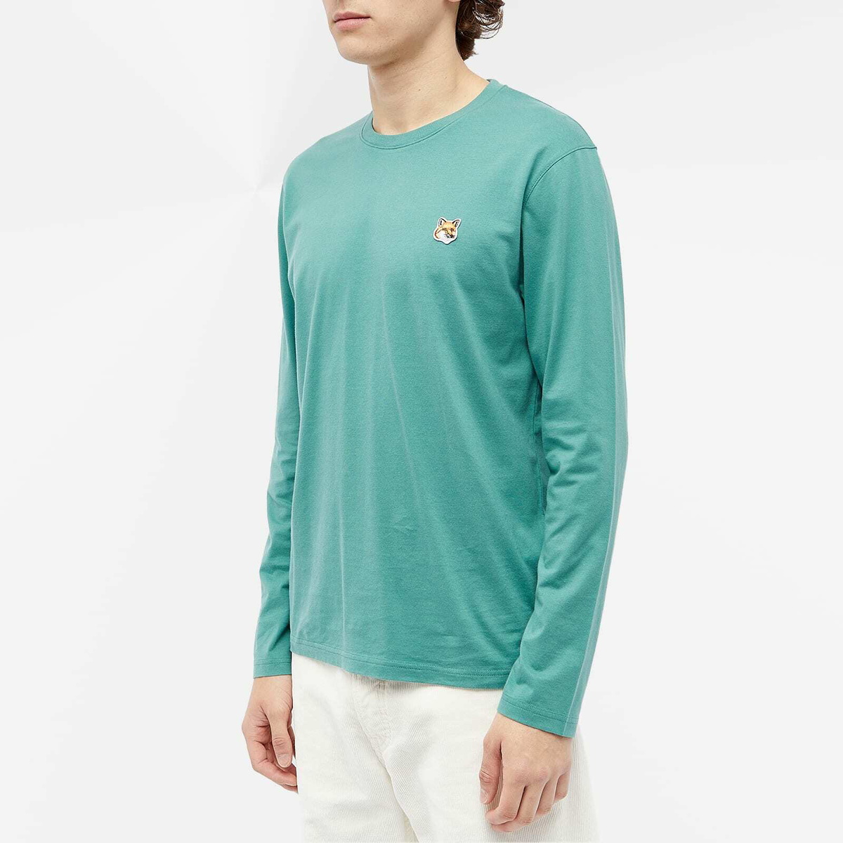 Maison Kitsuné Men's Fox Head Patch Regular Long Sleeve T-Shirt in