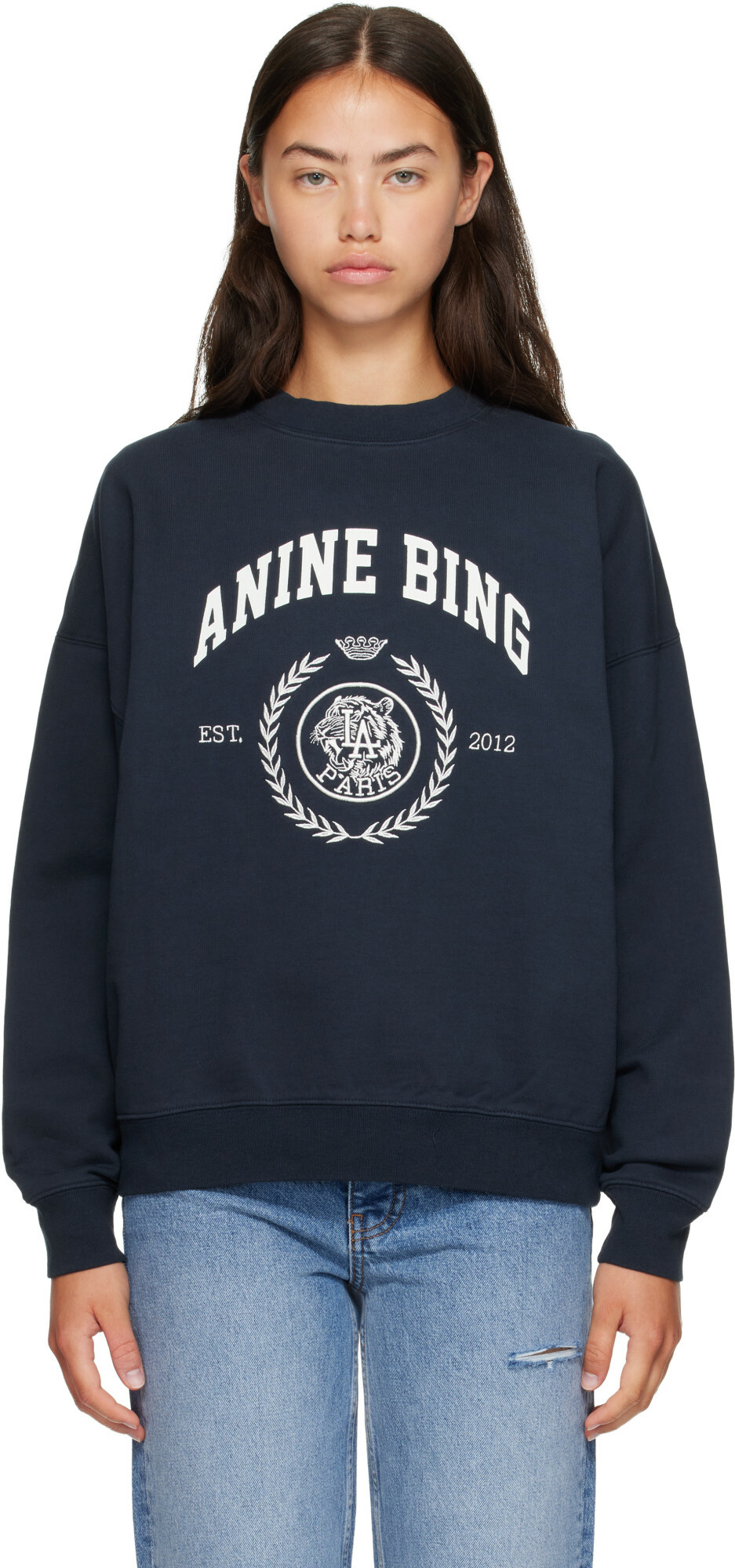ANINE BING Navy Miles Sweatshirt
