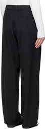 AMOMENTO Black Wide Tuck Trousers
