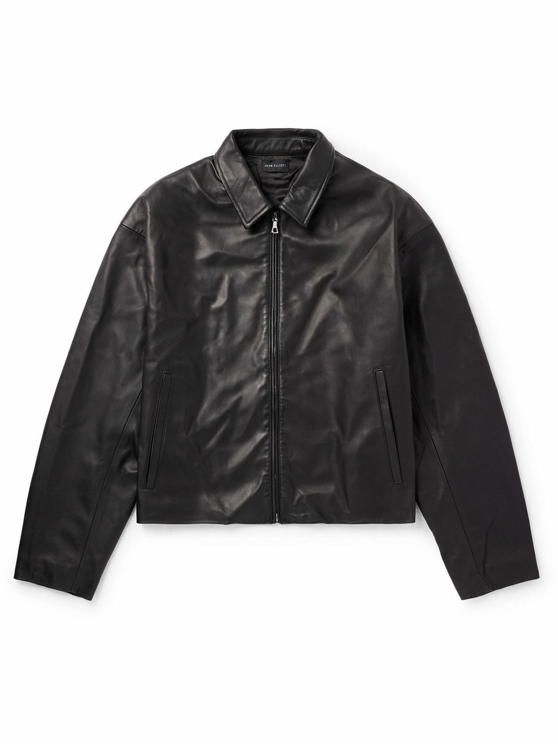 Photo: John Elliott - Cropped Leather Blouson Jacket - Black
