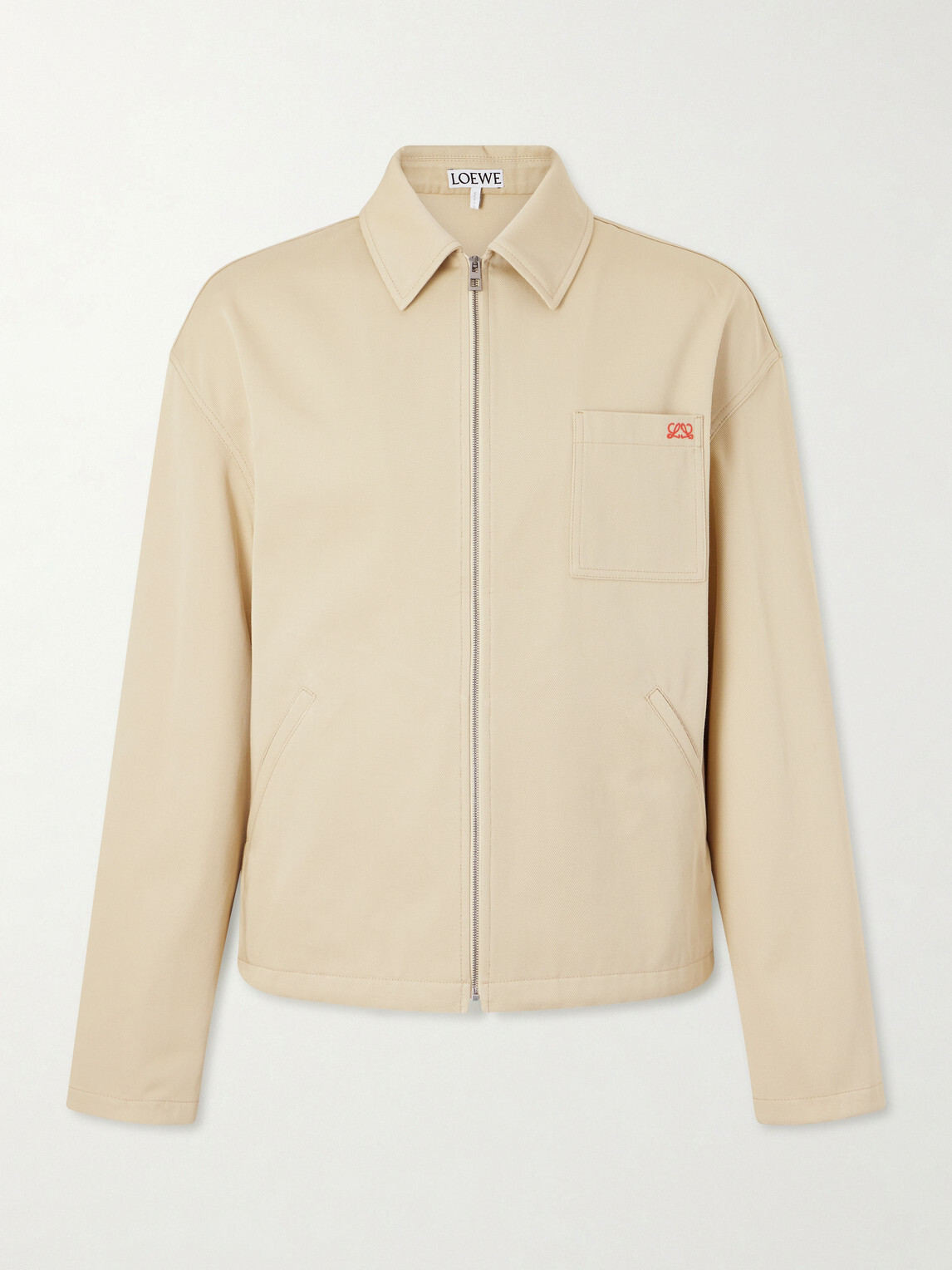 LOEWE - Logo-Embroidered Cotton-Twill Jacket - Neutrals