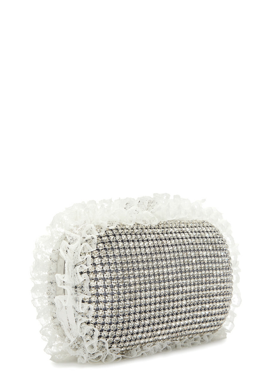 Self-portrait X Christopher Kane Lace and Crystal-embellished box Clutch - Silver - One Size