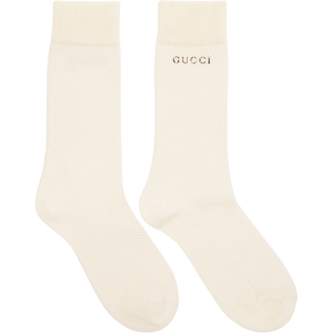 Photo: Gucci White Logo Knit Socks