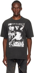Y/Project Black Vintage Rock Band Print Pinched Logo T-Shirt