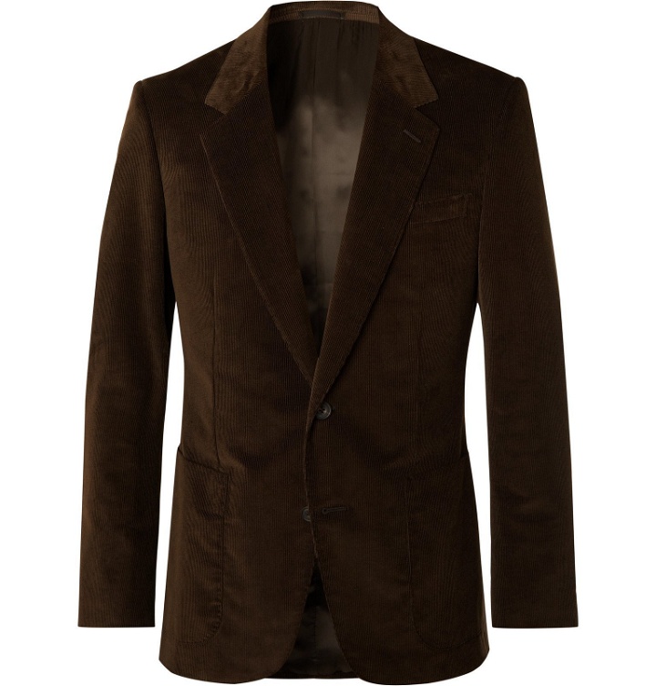 Photo: Kingsman - Brown Slim-Fit Cotton-Blend Corduroy Suit Jacket - Brown