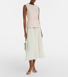 Self-Portrait Belted pleated bouclé and chiffon midi dress