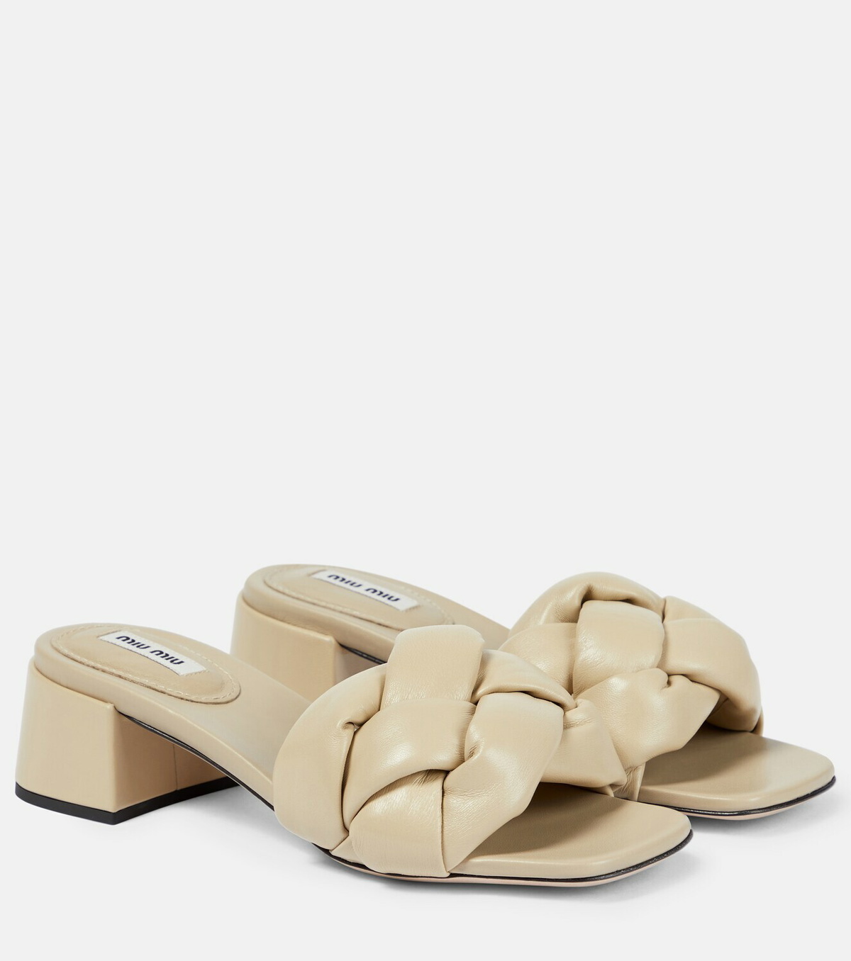 Miu Miu Padded Woven Leather Sandals Miu Miu