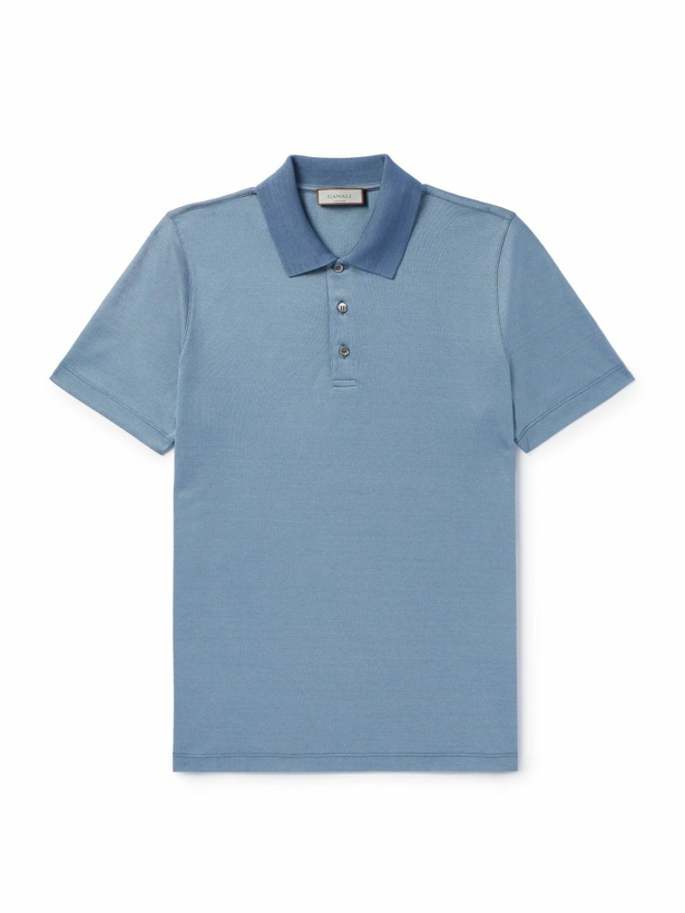 Photo: Canali - Cotton-Piqué Polo Shirt - Blue