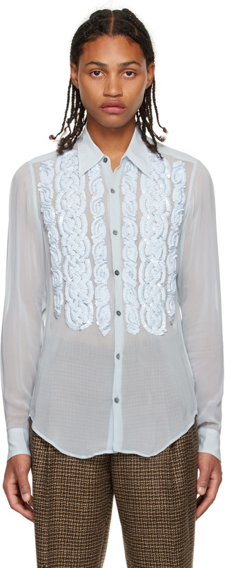 Photo: Dries Van Noten Blue Beaded Shirt