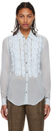 Dries Van Noten Blue Beaded Shirt