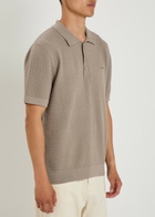 Gant Textured-knit Cotton Polo Shirt Taupe