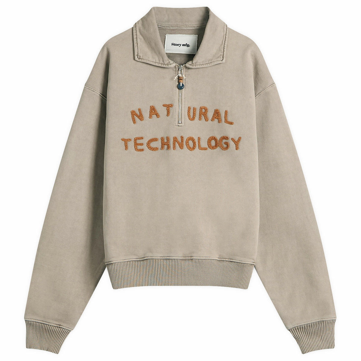 Story mfg. Men's Geo Quarter Zip Pullover Sweat in Oak Story Mfg.