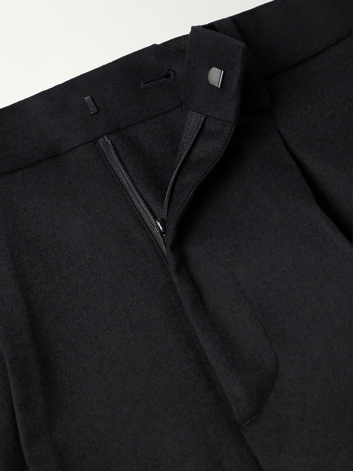 ssstein - Straight-Leg Pleated Wool-Blend Flannel Trousers - Black