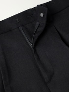 ssstein - Straight-Leg Pleated Wool-Blend Flannel Trousers - Black