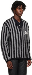 Maison Kitsuné Black & Gray Striped Cardigan