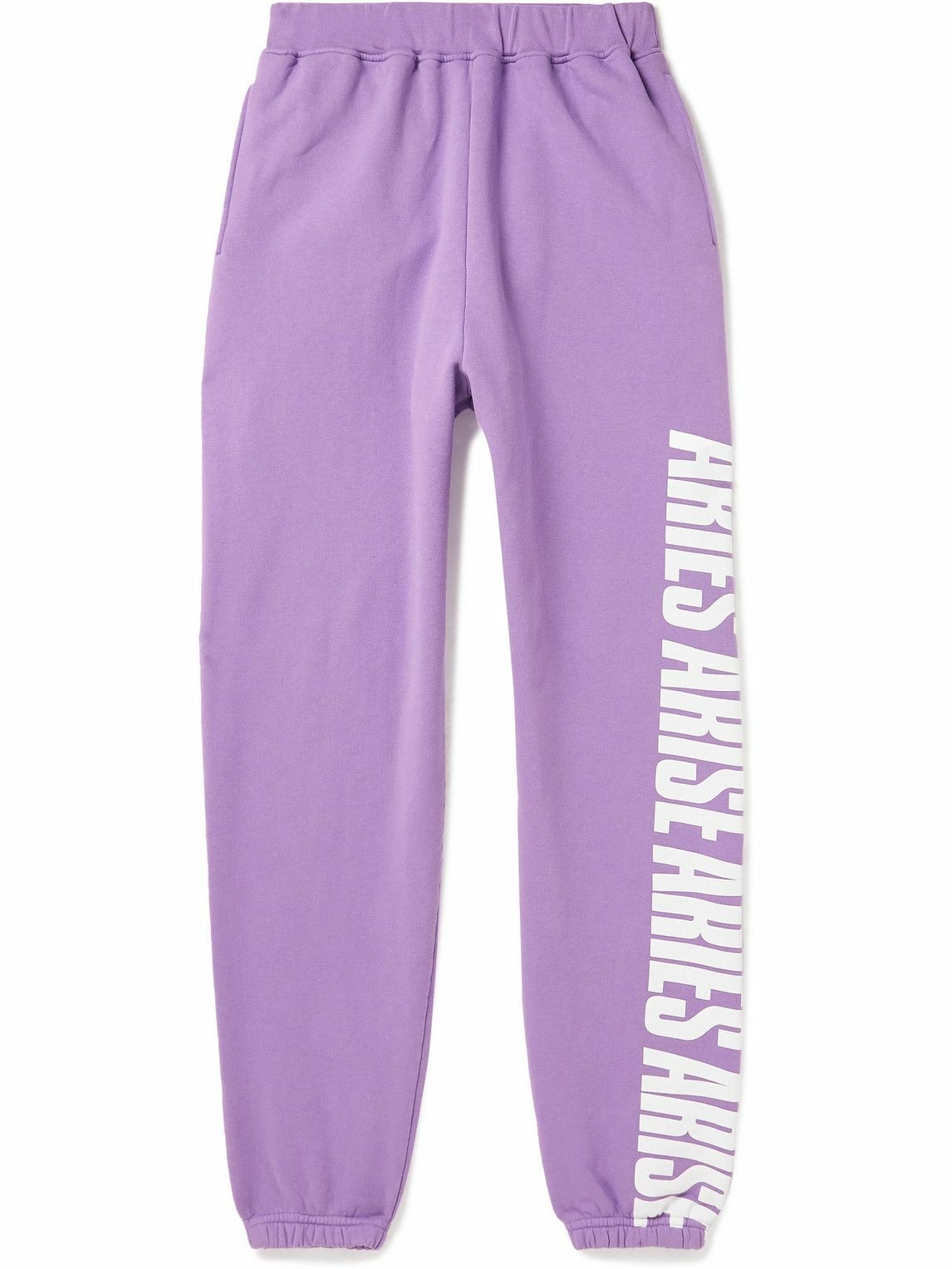 Photo: Aries - Logo-Print Cotton-Jersey Sweatpants - Purple